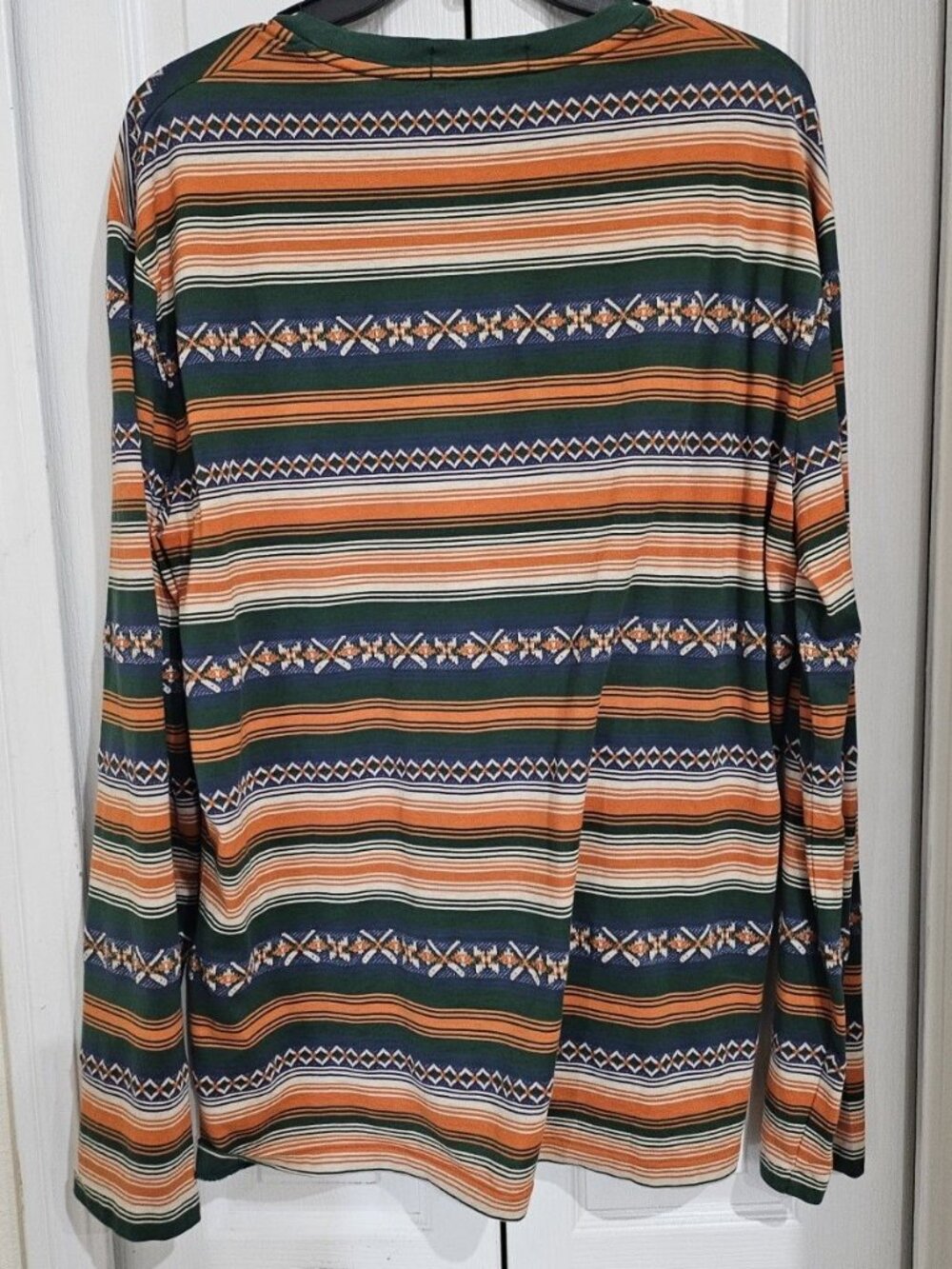 Polo Country Ralph Lauren Men's M Striped Long Sleeve Shirt Green Orange Classic - Picture 8 of 9